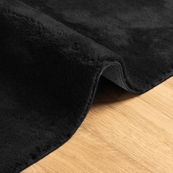 Maison Exclusive - HUARTE tæppe med bløde korte hår og vaskbart sort 120x120 cm Svart