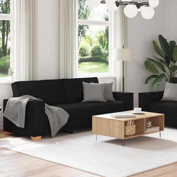Maison Exclusive - 2-delars soffgrupp med svarta tygkuddar Svart