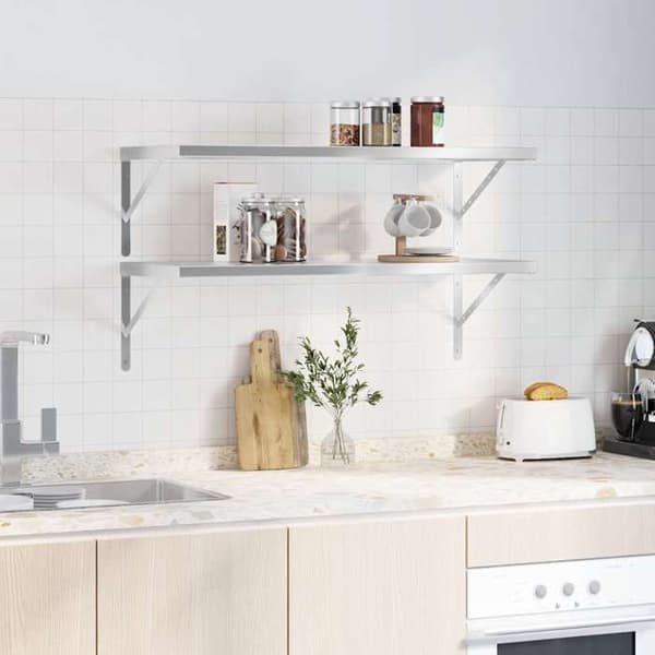 Maison Exclusive - Vägghyllor 2 st 100x40 cm silverfärgad rostfritt stål Silver