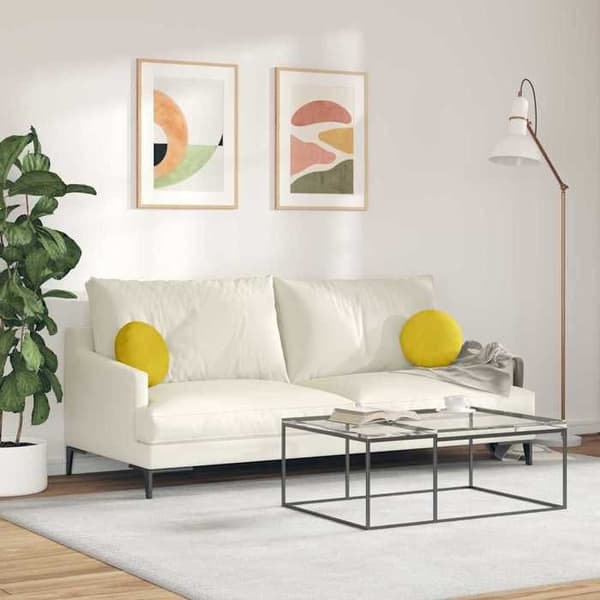 Sittkuddar - EXKLUSIVT HEM - Set om 2 - Sammet - Gul - Ø30 x 13 cm Gul