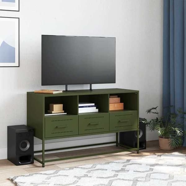Maison Exclusive - TV-møbel olivengrøn 100,5x39x60,5 cm stål