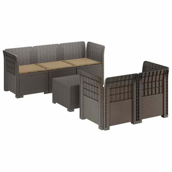 Havemøbel - EKSKLUSIVT HUS - 5 pladser - Rattan-look PP - UV-resistent - Polypropylen struktur - Grå