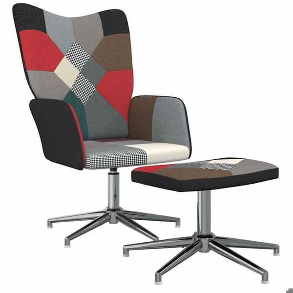 Maison Exclusive - Avkopplingsstol med puff i patchworktyg