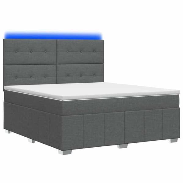 Maison Exclusive - Boxspring säng med LED och mörkgrå madrass 160 x 200 cm Tyg Mörkgrå