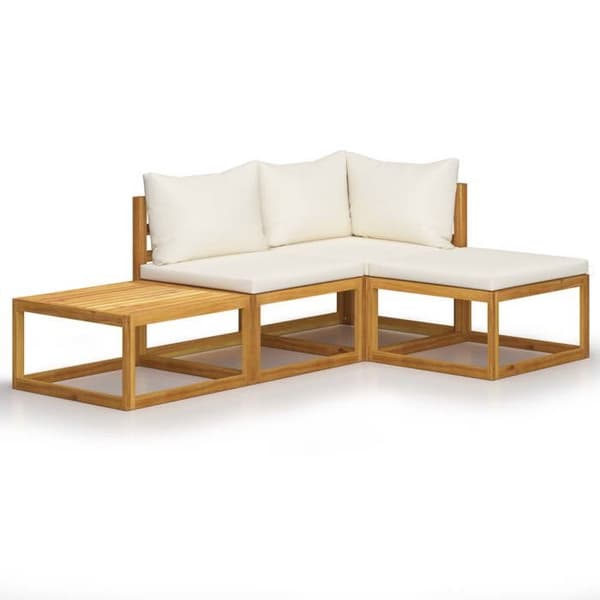 Maison Exclusive - Trädgårdsmöbler 4 delar med kuddar Creme Solid akaciaträ