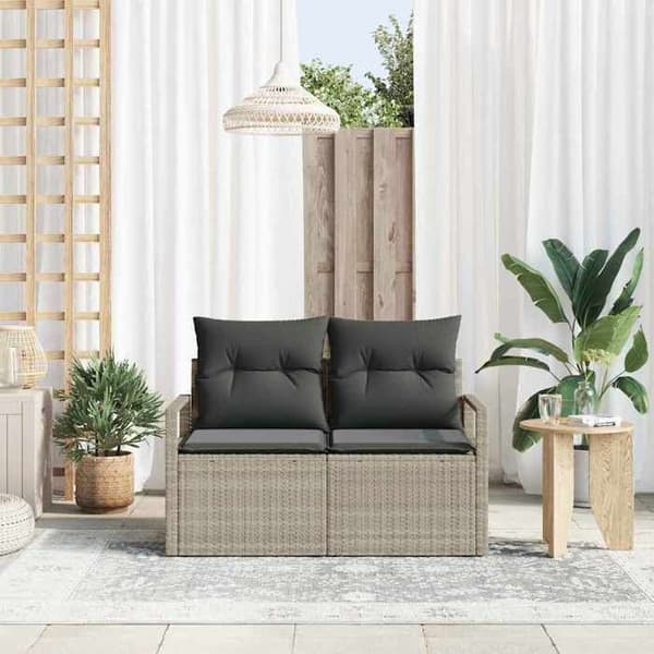 Trädgårdsoffan - EXKLUSIVT HUS - 120 x 62 x 69 cm - poly rattan - modulär - grå