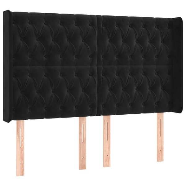 Maison Exclusive - LED Hovedgærde Sort 163x16x118/128 cm Velour svart