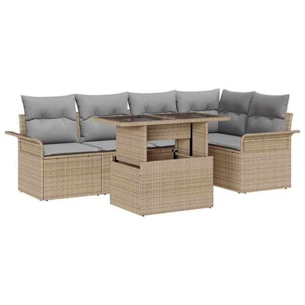 Trädgårdsmöbler - EXKLUSIVT HEM - Modulär - Beige - Poly rattan & akaciaträ - Justerbart bord beige