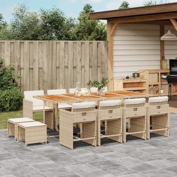 Maison Exclusive - Puutarhakalusteryhmä ja tyynyt 13 kpl beige