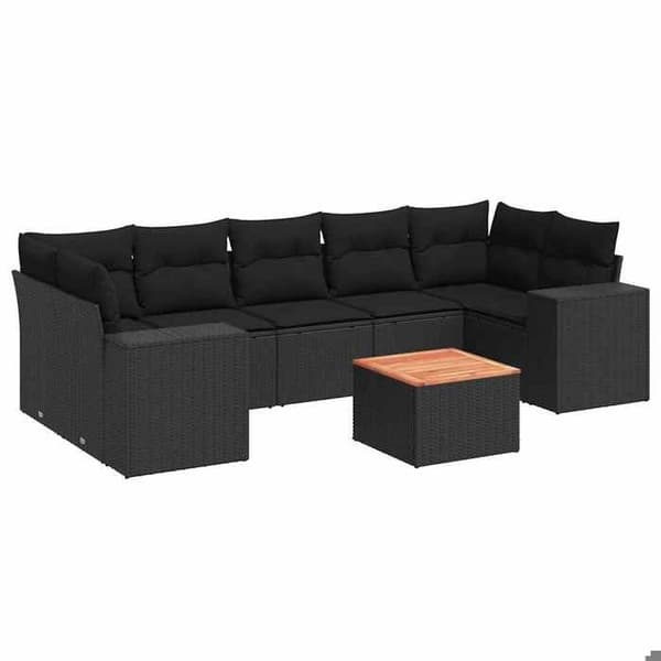 Maison Exclusive - Trädgårdsmöbler 8 delar med svarta kuddar i flätad resin