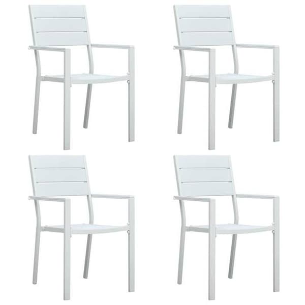 Maison Exclusive - Trädgårdsstolar set om 4 Vit PEHD Trälook