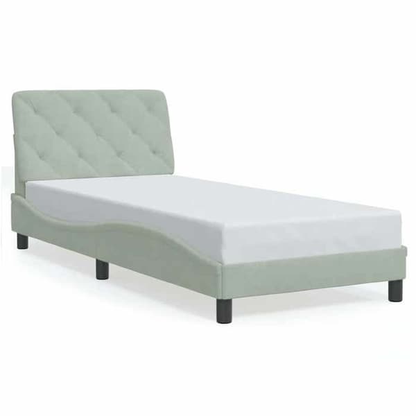 Maison Exclusive - Sängram utan madrass ljusgrå 80x200 cm sammet
