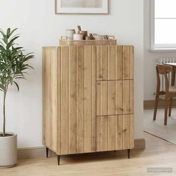 Maison Exclusive - Buffet i egetræ, håndlavet 66 x 34,5 x 91,5 cm, ingeniørtræ