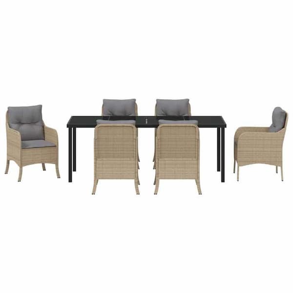 Maison Exclusive - 7 pc spisestue sæt til haven i beige polyrotin beige