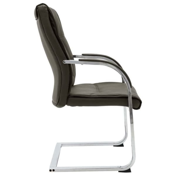 Kontorstol - EKSKLUSIV HUS - Cantilever stol - Grå kunstlæder - Ergonomisk ryg - Forkromede metalben Grå