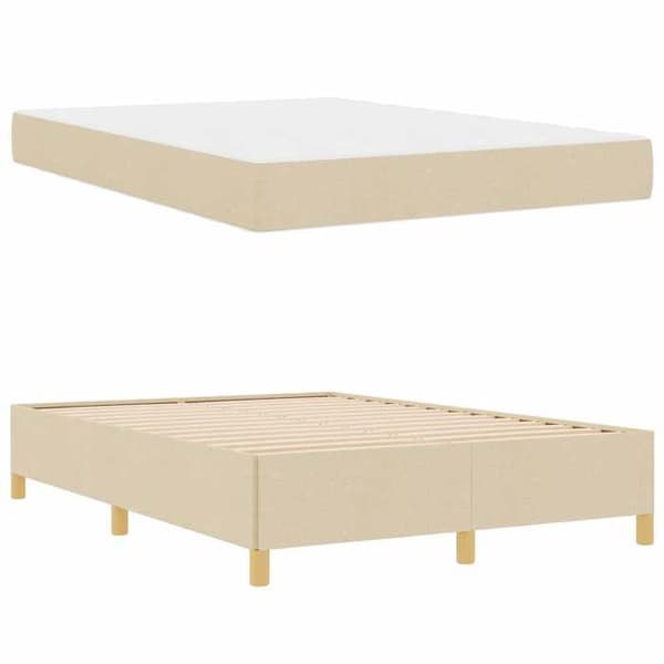 Sängram - EXKLUSIV HEM - Tygsängram - 140 x 190 cm - Kräm - Inbyggd förvaring Grädde