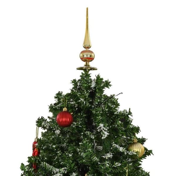 Maison Exclusive - Snöig julgran med grön paraplybas 170 cm Grön