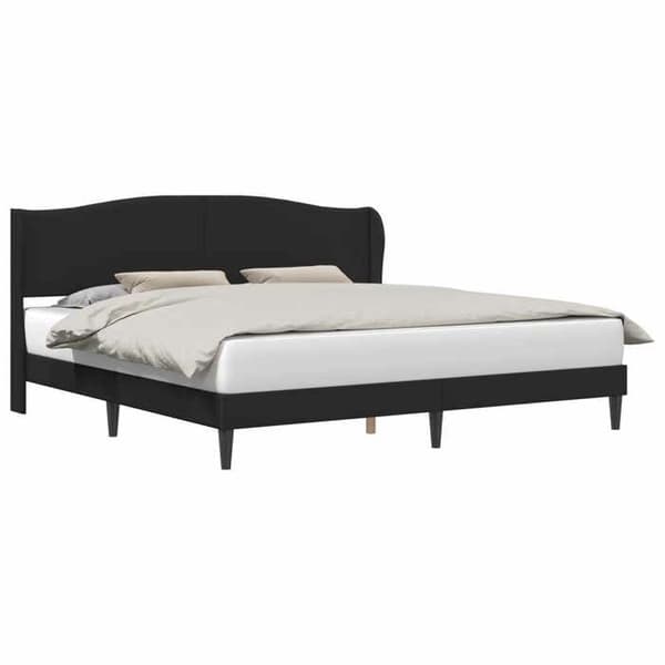 Maison Exclusive - Sengestel med hovedgærde Sort 180 x 200 cm Syntetisk læder