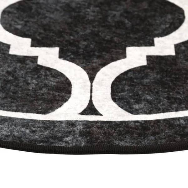 Mattor - Maison Exclusive - Rund Ø 120 cm - Sammet 100% polyester - Maskintvätt 30°C Svartvitt