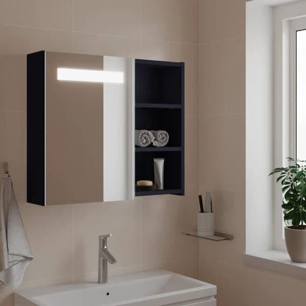 Maison Exclusive - Spegelbadskåp med LED grå 60x13x52 cm
