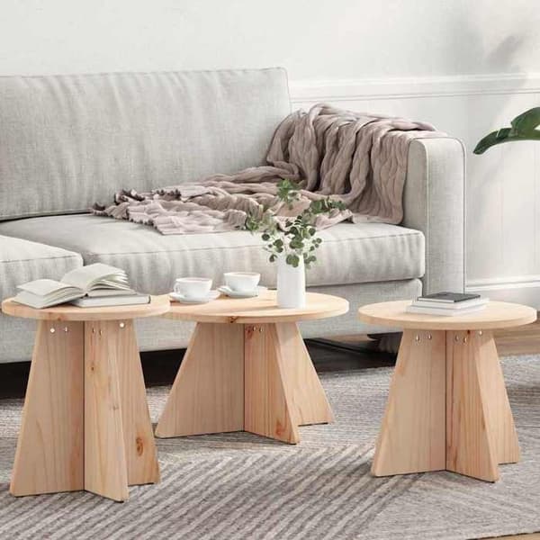 Maison Exclusive - Soffbord 3 st Natur 49 x 49 x 30 cm