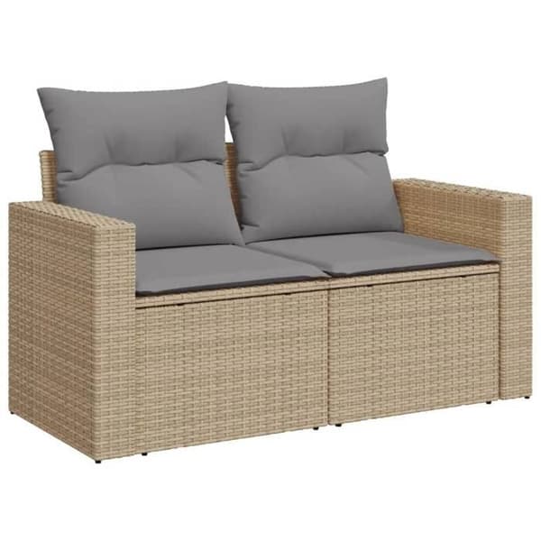 Maison Exclusive - Trädgårdsmöbler med kuddar 9 delar beige flätad resin