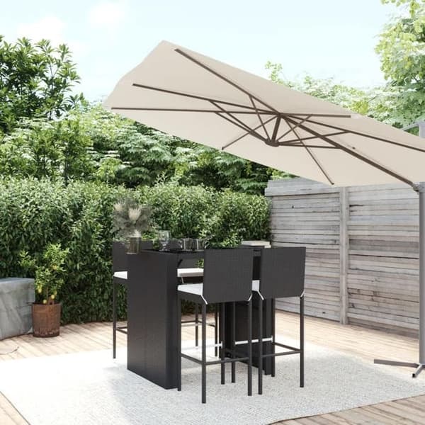 Maison Exclusive - Havebar sæt 5 dele med sorte polyrattan puder Svart