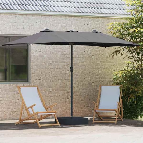 Hav parasol - MAISON EXCLUSIVE - 385 x 209 x 244 cm - Antracit - Polyester - Vippe & solcelle LED antracit