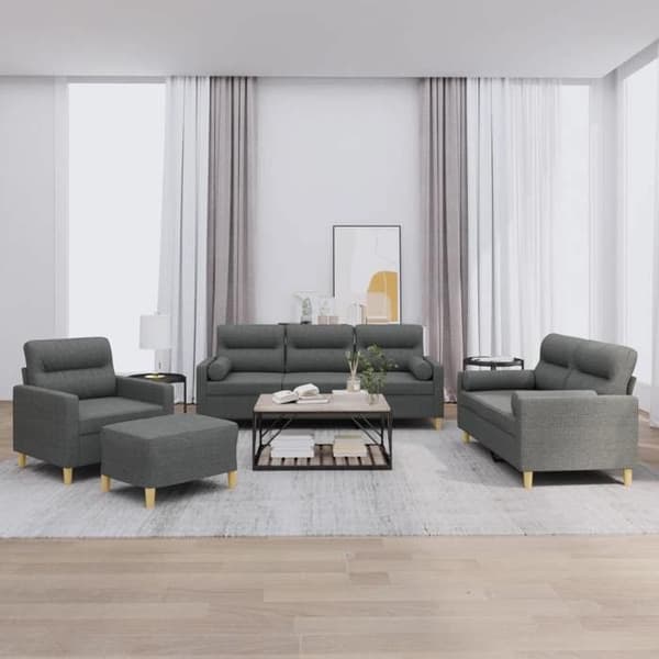 Maison Exclusive - Sæt af 4 sofaer med mørkegrå puder i stof