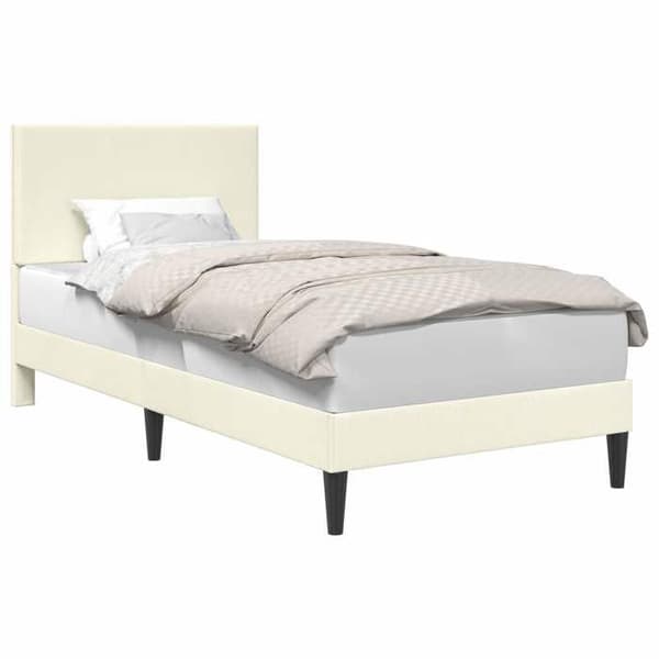 Maison Exclusive - Sängram Crème 100 x 200 cm Tyg i ribbad sammet