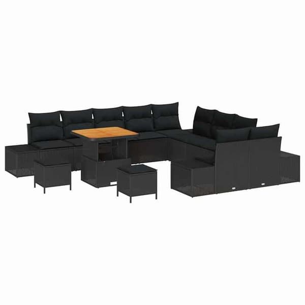 Trädgårdsoffmöbel - EXKLUSIVT HUS - Set med 13 delar - 12 platser - Modulär - UV-skydd Svart