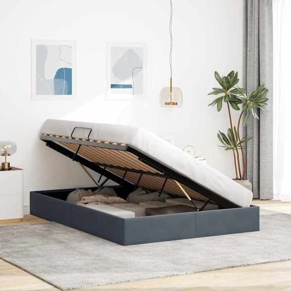 Maison Exclusive - Mörkgrå Förvaringssäng 153 x 203 cm Sammet