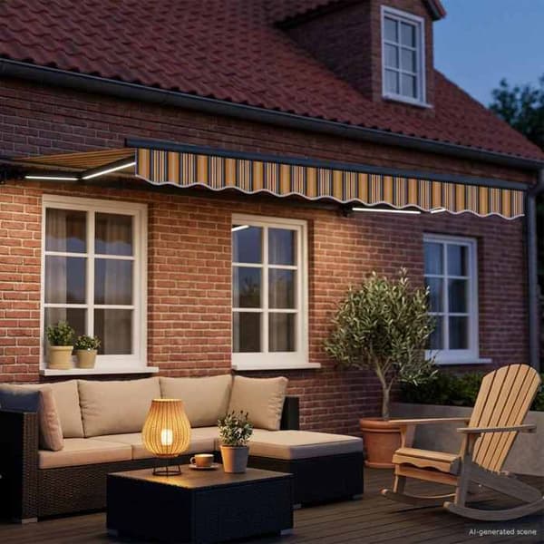Maison Exclusive - Manuell rullgardinsram med LED-lampor