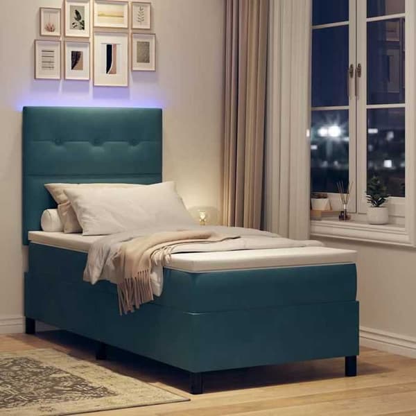 Maison Exclusive - Sininen LED-jousipatja 90 x 200 cm Sametti Mörkblå