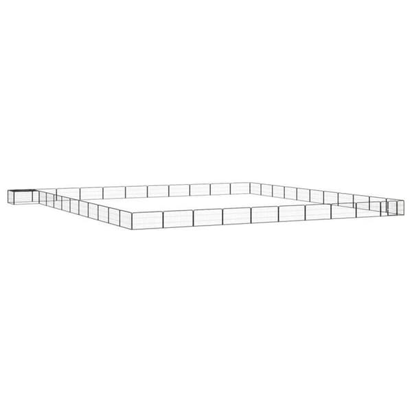 Exklusivt hus - Hundpark 44 paneler Svart 100x50cm Pulverlackerad stål Svart
