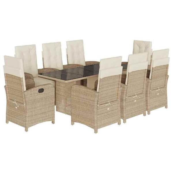 Maison Exclusive - Puutarhakalusteryhmä ja tyynyt 9 kpl beige Polyrottinki