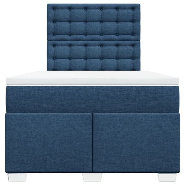 Maison Exclusive - Sengebund med lameller og blå madras 120x190 cm stof