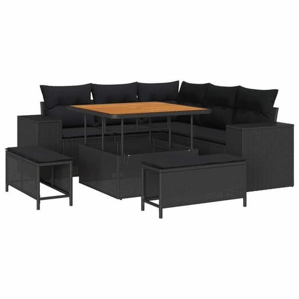 Maison Exclusive - 8 osan puutarhakalustesetti, musta polyrottinki