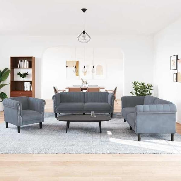 Maison Exclusive - 3 kpl tummanharmaita samettisohvia