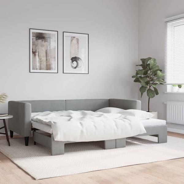 Maison Exclusive - Sovesofa med udtræksseng lys grå 90x190 cm stof