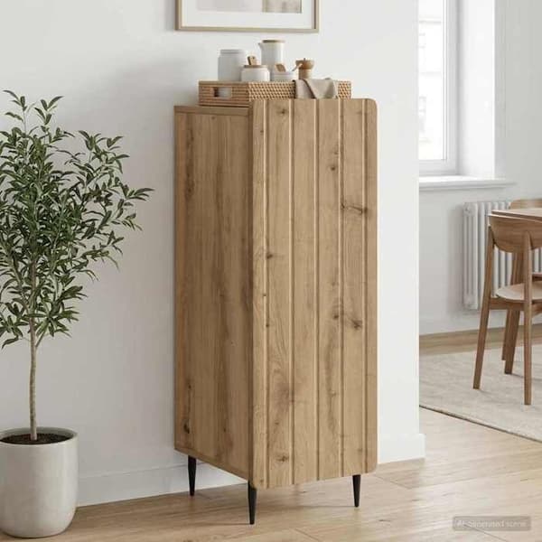 Maison Exclusive - Buffet i håndlavet egetræ 34,5 x 33 x 92 cm Ingeniørtræ Neutrala tonar