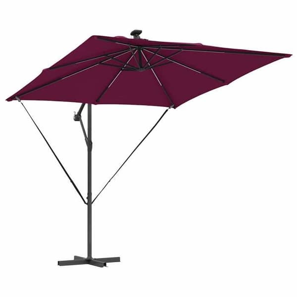 Parasol med sidomontering - EXKLUSIV HEM - Parasol med sidomontering (banan) - Bordeaux - Polyester & aluminium - Solarbands LED Bordeaux