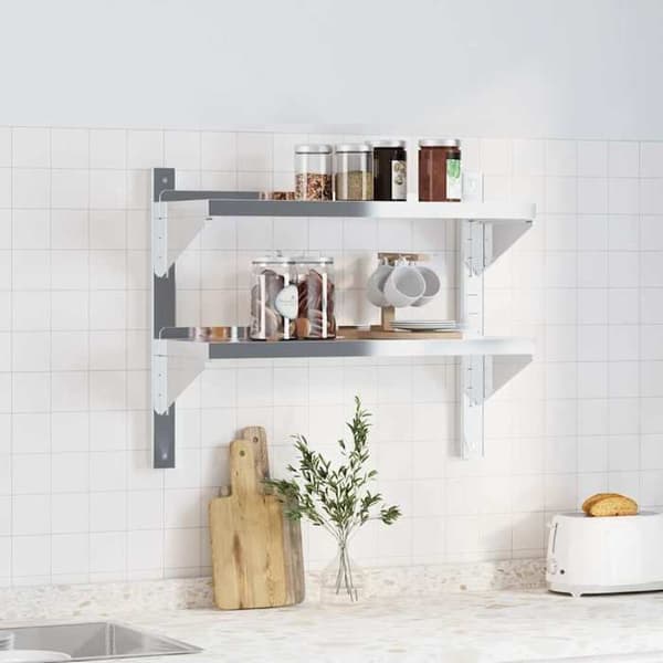 Maison Exclusive - Væghylde 2 niveauer 75x23,5x60 cm sølvfarvet rustfrit stål Silver