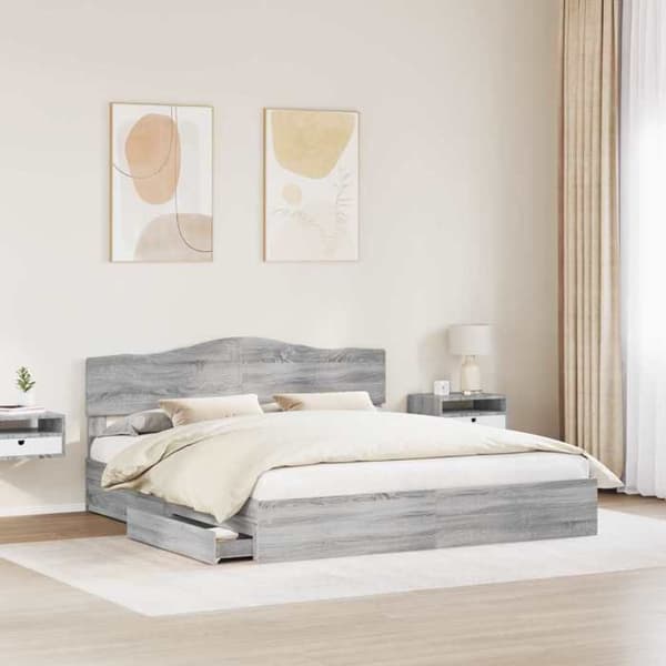 Maison Exclusive - Förvaringssäng Grå Sonoma 180 x 200 cm Ingenjörsträ