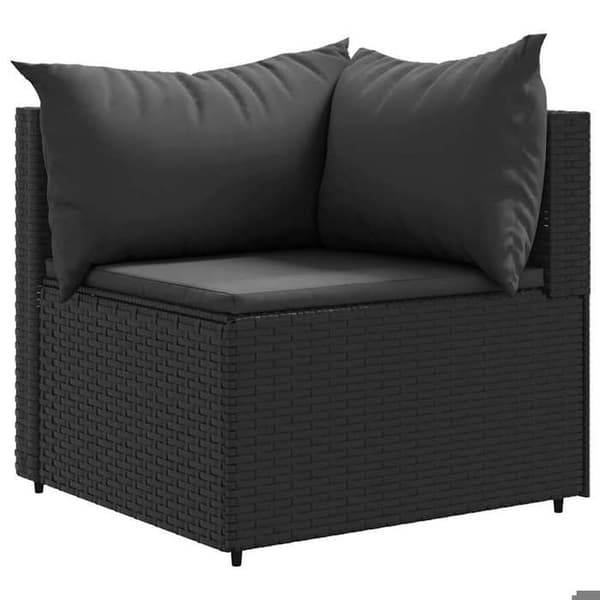 Maison Exclusive - Trädgårdsmöbler 7 delar med kuddar Svart flätad resin