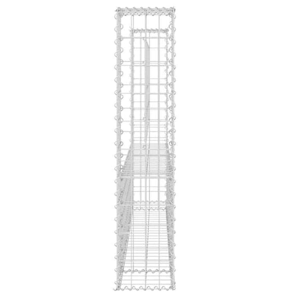 Gabionkorg - U-modell - 140x20x100 cm - Tråd 3,5 mm - 2 stolpar ingår silver-