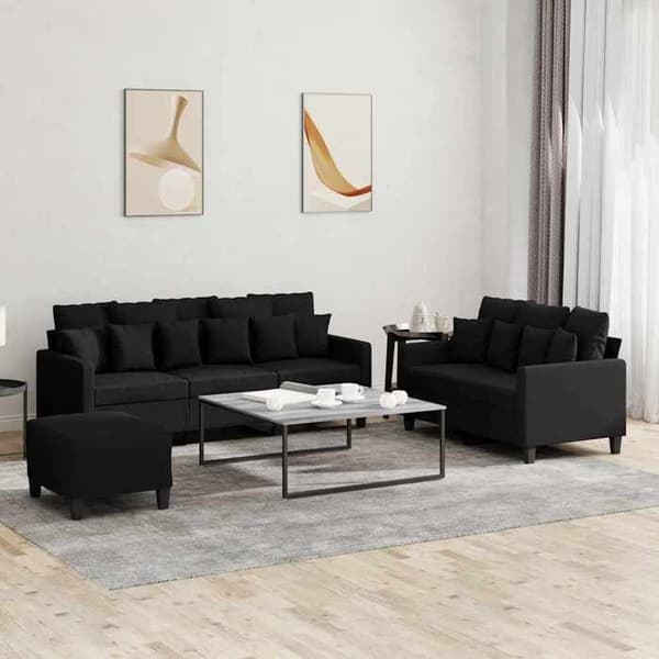 Maison Exclusive - Sæt af 3 sofaer med puder Sort Stof