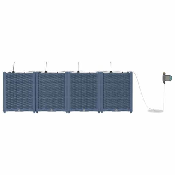 Jardinière - EXKLUSIVT HUS - 160 x 40 x 52 cm (pack 4) - PP - Grå - Väderbeständig Grå