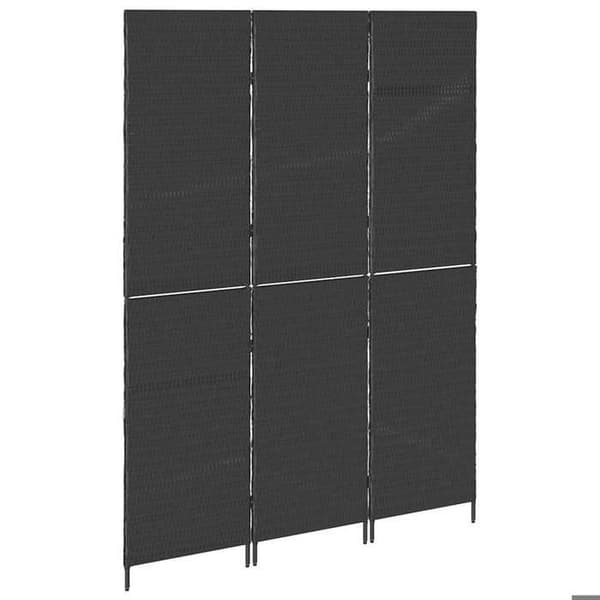 Paravent - EKSKLUSIV HUS - 146 x 180 cm - Polyrotin - Sammenklappelig - Mat finish Svart