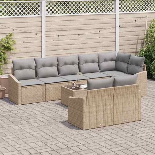 Maison Exclusive - 9-delt have-sofa sæt i beige og lys grå polyrotin